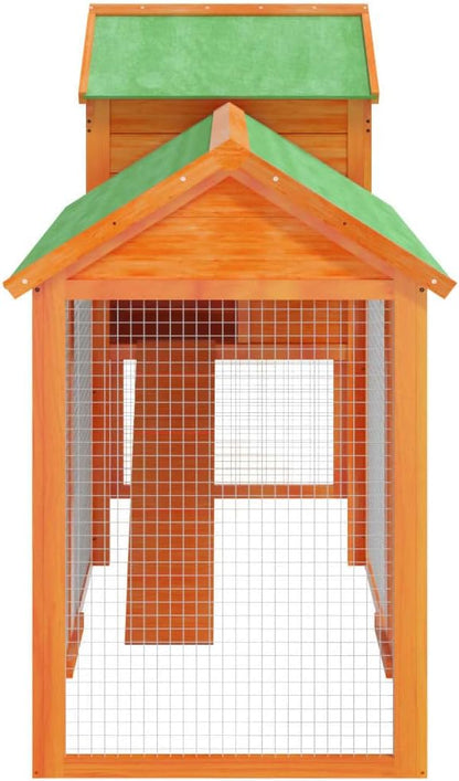 Kippenhok – Dierenverblijf – Kippenhuis – Konijnenhok – Buitenren – Massief Grenenhout – Waterdicht Dak – 193x65x117 cm