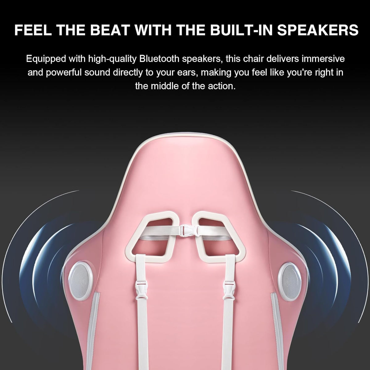 GTPLAYER Gamingstoel, gamerstoel met voetensteun, bluetooth-luidspreker, ergonomische bureaustoel, computerstoel, bureaustoel, pc-stoel met verstelbare rugleuning, belastbaar tot 150 kg, roze