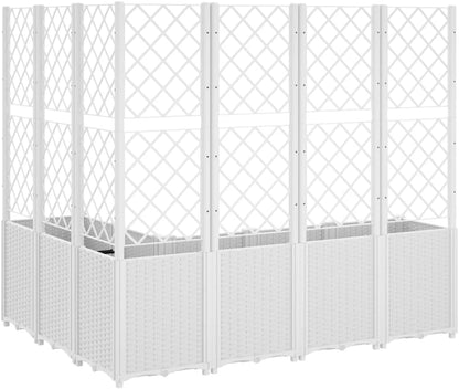 Flower Box for Garden with Integrated Plant Grid Made of PP, Pack of 6, White, 160 x 120 x 140 cm, for Climbing Plants, Modular and Robust Design for Outdoor Use, Ideal for the Vegetable - QUORE