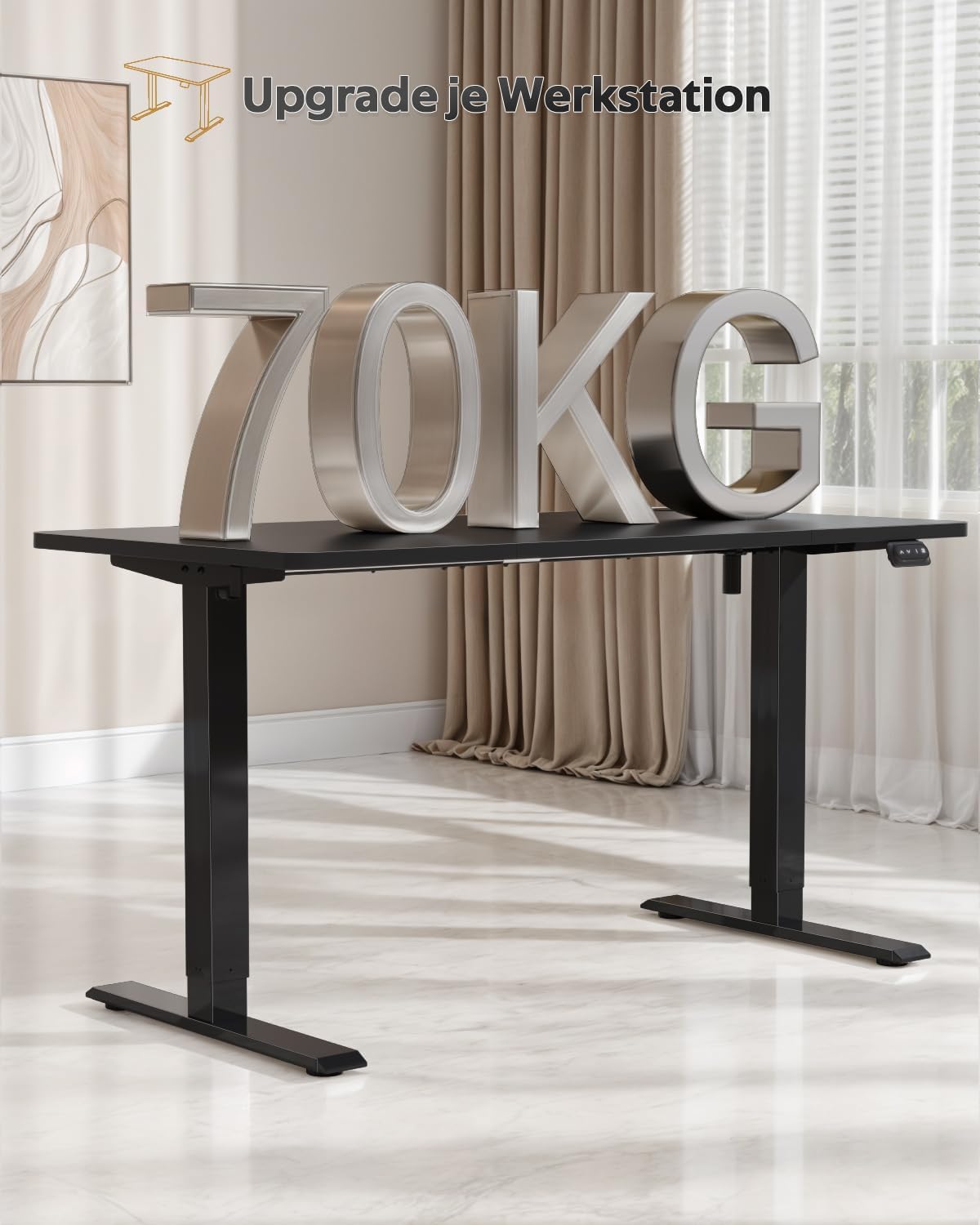 Devoko Electric Height Adjustable Desk, 160 x 60cm, Standing Desk with Memory, Computer Desk, Sit-Stand Desk, for Work, Study, Black