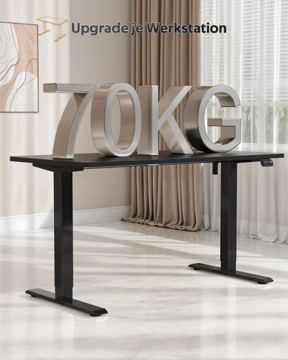 Devoko Electric Height Adjustable Desk, 160 x 60cm, Standing Desk with Memory, Computer Desk, Sit-Stand Desk, for Work, Study, Black