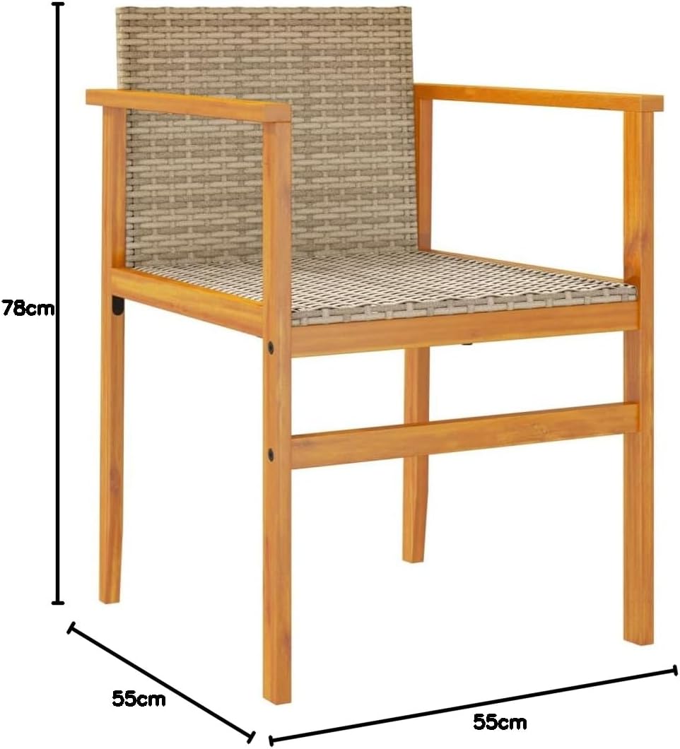 Tuinstoelen – Balkonstoelen – Tuinmeubilair – Terrasstoelen – Buitenstoelen – Set 2 Beige – Duurzaam PE-Rotan – Robuuste Stalen Frame