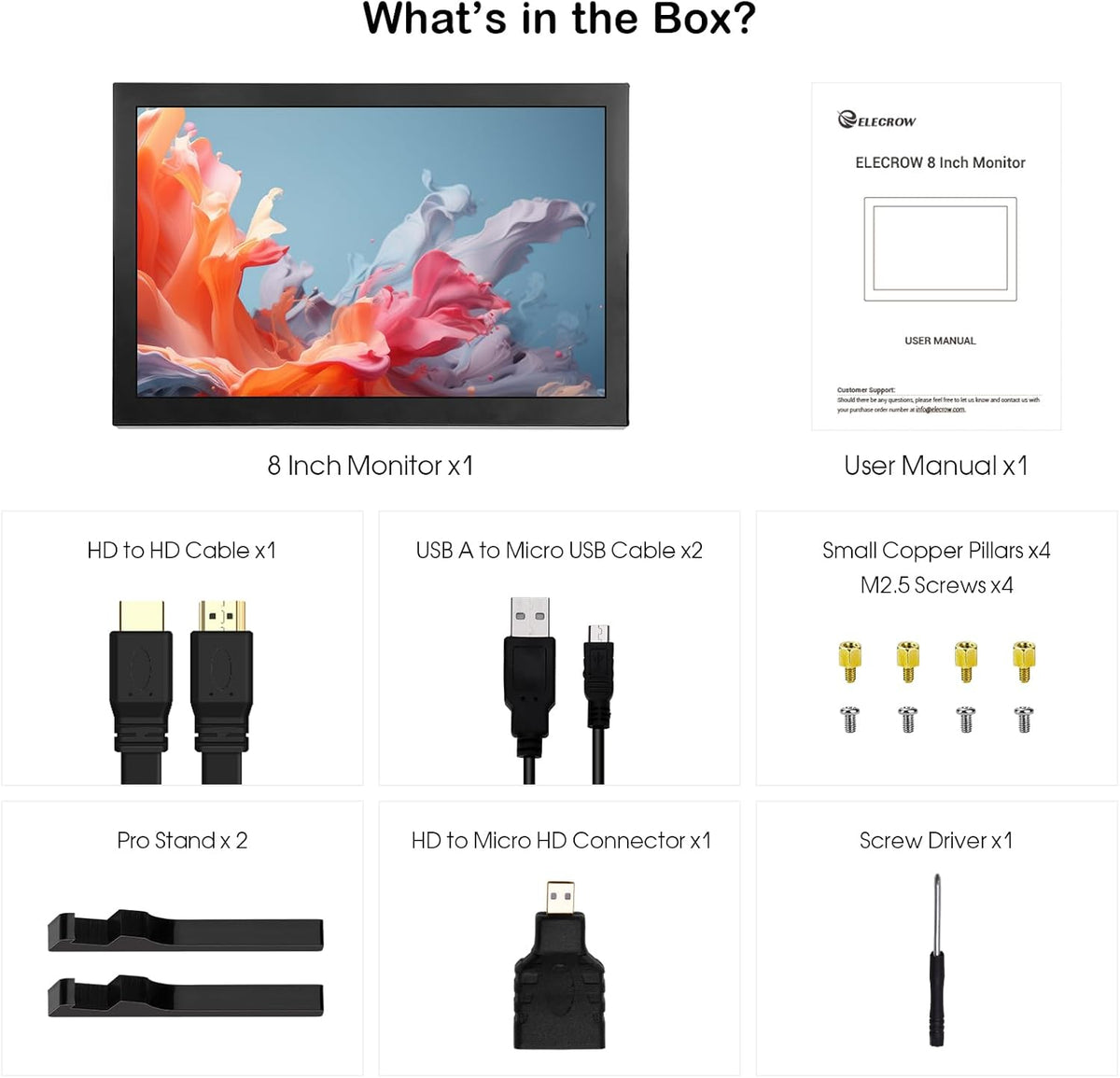 8 Inch Touchscreen Monitor – Mini Monitor – HDMI Monitor – IPS Display – Raspberry Pi Scherm – 1280 x 800 HD – Capacitief 5-Punts Touchscreen