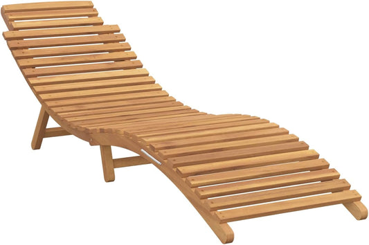 vidaXL Foldable Sunbed Without Table 184 x 55 x 59 cm Brown Solid Teak Wood Foldable Weatherproof For Outdoor Garden and Terrace For Summer and Spring Natural Rustic Style Adjustable - QUORE