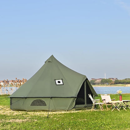 Klokkentent met ovengat, katoen, glampingtent, ruime yurt voor gezinnen, campingtent, familietent, tipi-tent, piramidetent voor groepen, outdoor, camping