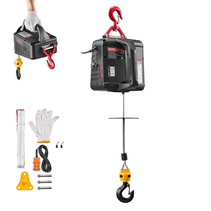 VEVOR Elektrische kabellier, 2-in-1, 500 kg, 1500 W kabel, 7,6 m hefhoogte, 5 m/min hefsnelheid, met handmatige en bekabelde afstandsbediening, voor fabriek, magazijn en garage