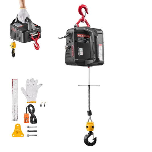 VEVOR Elektrische kabellier, 2-in-1, 500 kg, 1500 W kabel, 7,6 m hefhoogte, 5 m/min hefsnelheid, met handmatige en bekabelde afstandsbediening, voor fabriek, magazijn en garage