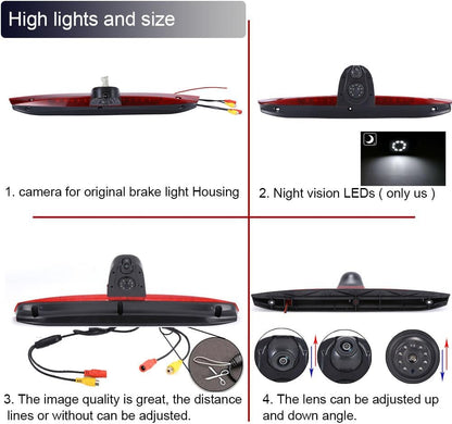 HD 1280 pixels remlicht dubbele achteruitrijcamera dak camera parkeerhulp met hoek verstelbaar nachtzicht compatibel met Mercedes Vito Mixto W639/W447 109 111 114 BLUETEC LWB Box CDI