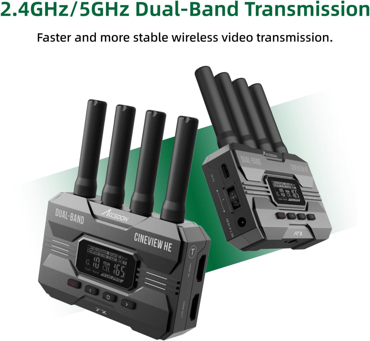 Draadloos HDMI Beeldtransmissiesysteem – Draadloze HDMI Zender – Videozender – Draadloze Video Transmissie – HDMI Ontvanger – 1 Zender + 1 Ontvanger – Dual-Band 2,4 GHz/5 GHz – Tot 350 m Bereik, Minder Dan 0,06 s Vertraging