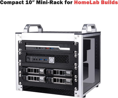 GeeekPi 4U serverbehuizing, 10 inch netwerkrack voor servers, netwerk, A/V-apparaten, DeskPi RackMate T0 Plus rackmontage, diepte 260 mm (zilver, 10,25 inch)