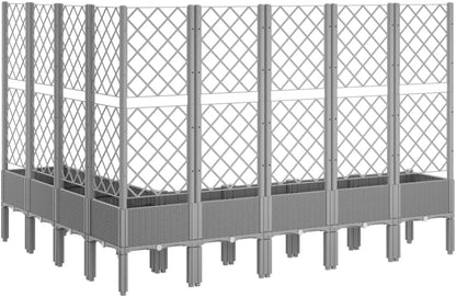 vidaXL Planter with trellis 200x160x142 cm polypropylene light grey, flower pot, outdoor pot, plant pot, flower box, plant pot, garden pot - QUORE