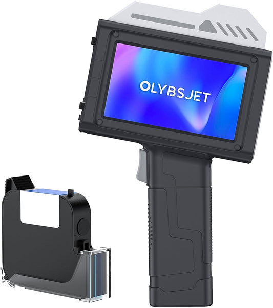 Handbediende inkjetprinter – Handprinter, draagbare inkjetprinter, codeprinter, inkjetcoderingsmachine – 25,4 mm afdrukhoogte met 4,3 inch HD touchscreen – 300 DPI en sneldrogende inkt met sterke hechting