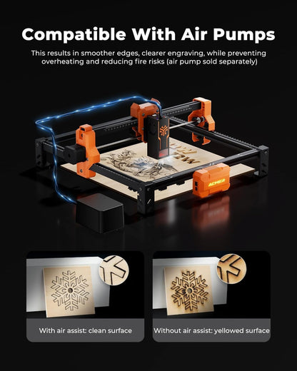 ACMER S2 12W laser snijder, 72W lasergraveermachine, multifunctionele laser engraving machine & laser graveer machine, lasersnijder voor hout, 300x300mm, ideaal voor doe-het-zelf & kleine bedrijven
