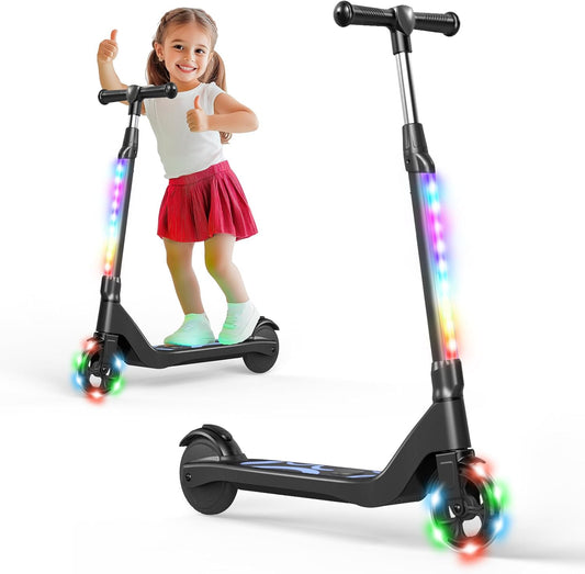 SISIGAD Elektrische step voor kinderen, 6-8-10 jaar, elektrische step voor kinderen, 5,3 inch met kleurrijk ledlicht en 3 verstelbare hoogtes, kinderschaatsen, maximale snelheid 10 km/u, maximale