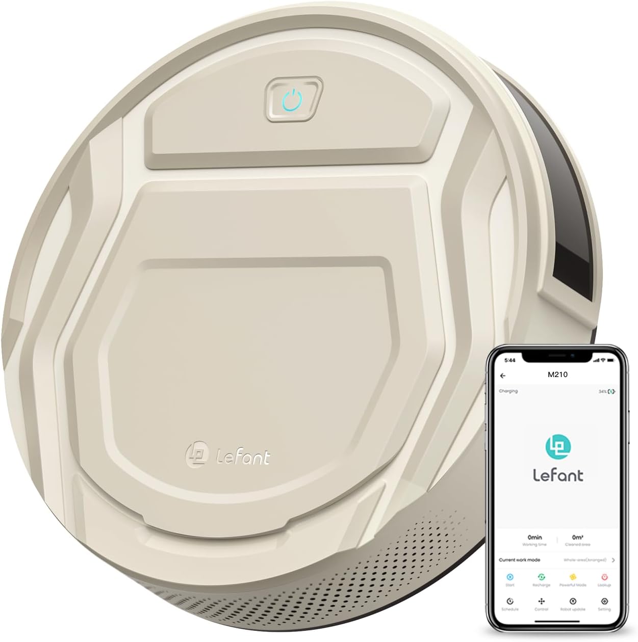Robotstofzuiger,Lefant M210P 2200 Pa Zuigkracht, Connect Robotstofzuiger met WiFi/Bluetooth/Alexa/App, 6 Reinigingsmodi, Auto-Opladen, 120min Autonomie, Ideaal voor Harde Vloeren en Huisdierenhaar