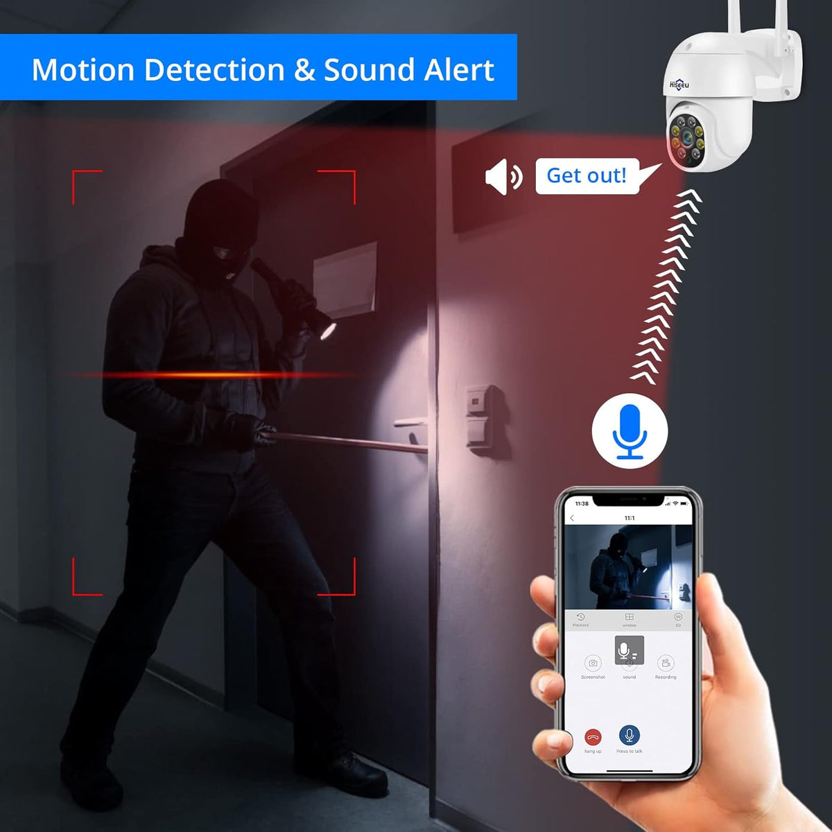 Beveiligingscamera Buiten – CCTV Camera – Bewakingscamera – Wifi Camera – PTZ Camera – 5MP Resolutie – Kleur Nachtzicht 360° Draaibaar