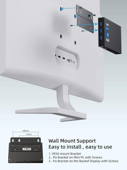 Mini PC – Mini Computer – Compacte PC – Kleine Desktop – Stille PC – 8GB/256GB – Ventilatorloos & Compact formaat