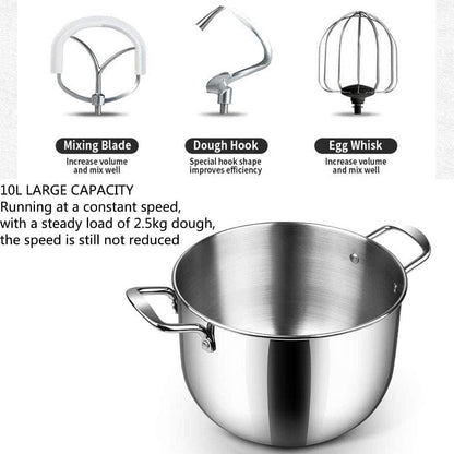 Müller Koch MK-6043 Roerapparaat, 10 liter, 6 snelheden, impulsregeling, led-display, K-schep, deeghaak, handmixer + bakschaal