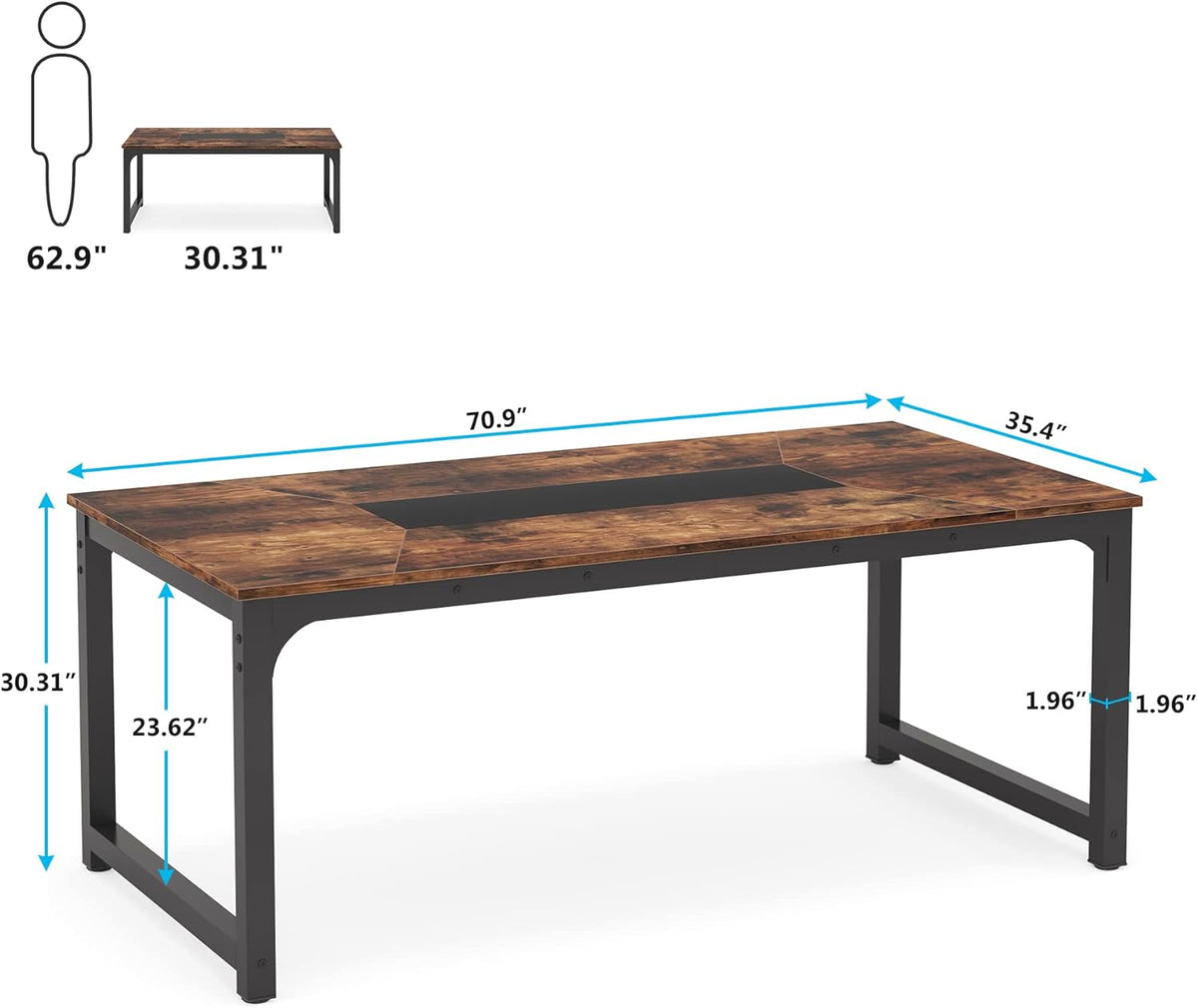 Tribesigns Desk, Computer Table, 180 x 90 x 77 cm, PC Table, Desk Table, Work Table, Dining Table, Office Furniture, Computer Table, Conference Table for Home Office, Home, Desk, Rustic Brown