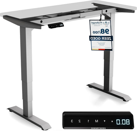 Elektrisch Verstelbaar Bureau Frame – Zit Sta Bureau – Hoogte Verstelbaar Frame – Elektrisch Bureau Onderstel – Bureau Frame Geschikt Voor 110-220 cm – Fluisterstille Dual Motor – Draagkracht Tot 160 kg – Grijs