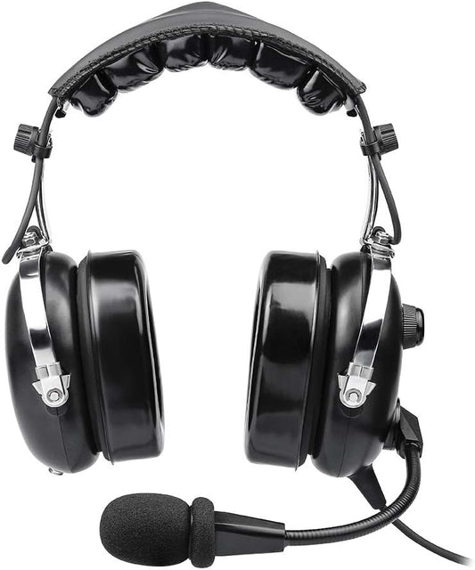 PNR Aviation Luchtvaart-hoofdtelefoon met comfortabele oorkussens, passieve ruisonderdrukking, draagtas