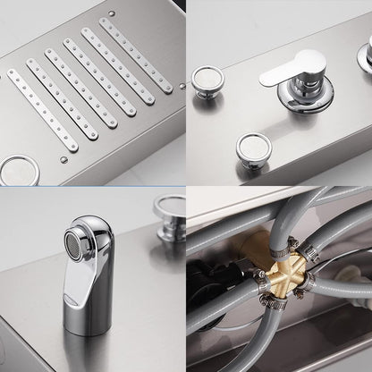 Douchepaneel – Douchekolom – Regendouche – Massage Douche – Handdouche – Roestvrijstaal Geborsteld – 8 Functies Inclusief Massage Nozzles – LED Verlichting & Temperatuurdisplay