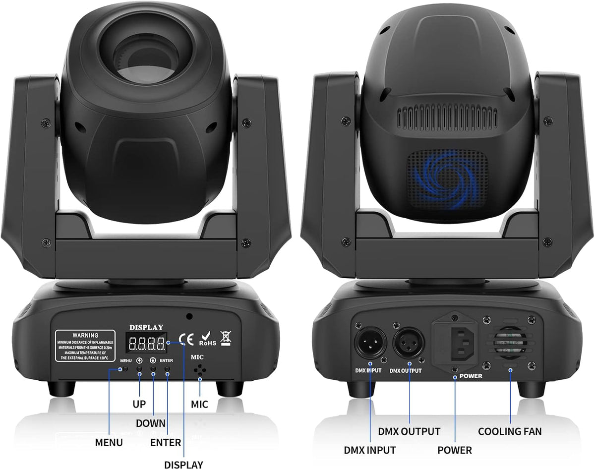 LED Moving Head – Moving Head Spot – DJ Licht – Podiumverlichting – Discoverlichting – 100W LED – 8 Kleuren & Patronen – Motorized Zoom & DMX512 Controle