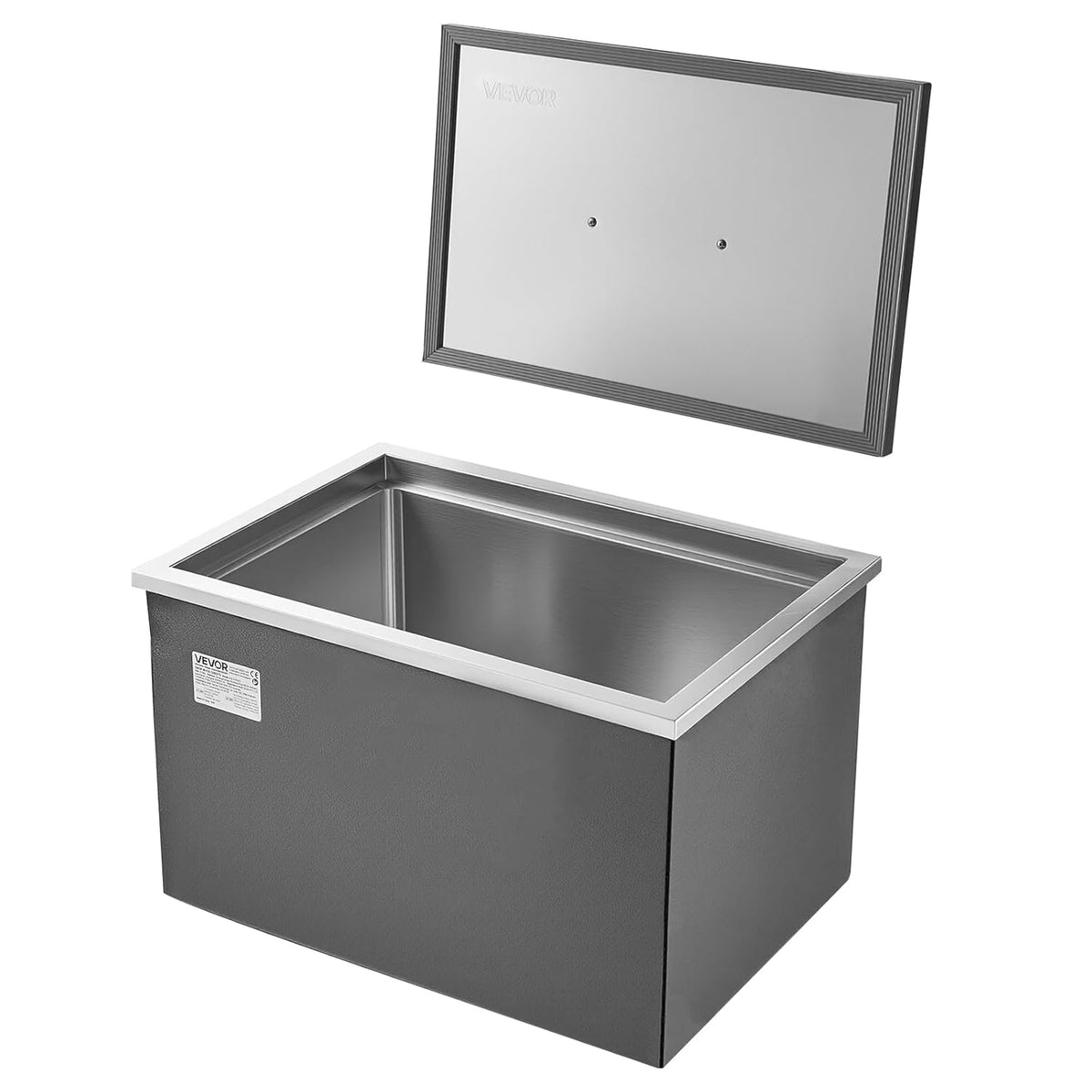 VEVOR Drop in Ice Chest, 508 x 355 x 306mm (508 x 355 x 306mm) Stainless Steel Drop in Cooler, 30L Commercial Ice Bucket with Jar Lid for Outdoor, Drain Pipe Set Included, for Cold Wine Beer