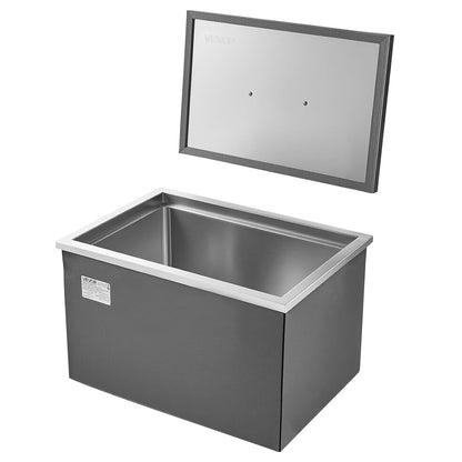 VEVOR Drop in Ice Chest, 508 x 355 x 306mm (508 x 355 x 306mm) Stainless Steel Drop in Cooler, 30L Commercial Ice Bucket with Jar Lid for Outdoor, Drain Pipe Set Included, for Cold Wine Beer
