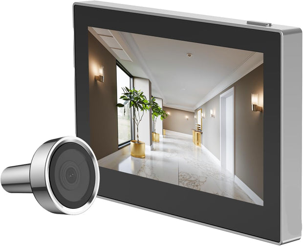 Beveiligingscamera Buiten - Draadloze IP-camera - WLAN Deurkijker  - Videodeurbelcamera - met 146° Groothoek - 2200mAh Batterij - 2,4GHz - Weerbestendig - Zilver