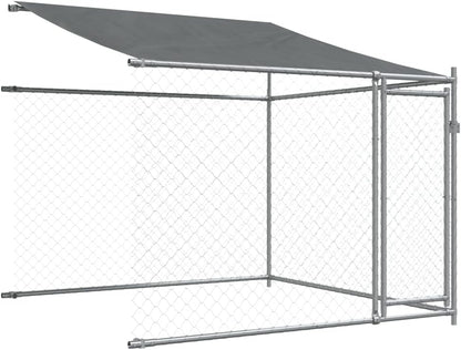 Dog Cage with Roof and Doors, Grey, 6x2x2 m, Galvanized Steel, Walk-In Chicken Coop, Galvanized Chicken Coop, Chicken Coop, Chicken Coop, Backyard