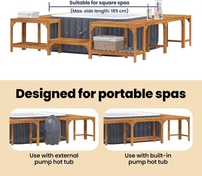 vidaXL Hot Tub Environment Brown 250 x 250 cm - QUORE