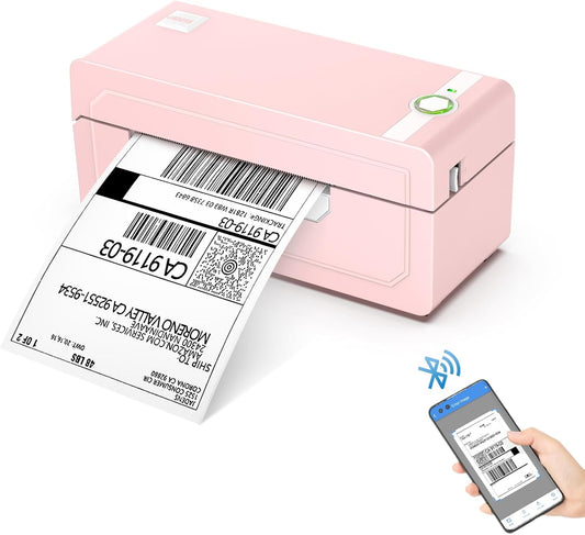 JADENS Bluetooth thermische labelprinter 4x6, roze draadloze verzendlabelprinter voor kleine bedrijven en pakketten, compatibel met iOS, Android, Mac, Windows, Amazon, Etsy, Ebay, Shopify
