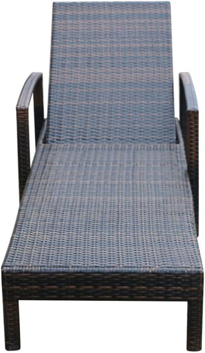 Festnight Sun Lounger Garden Lounger with Poly Rattan Cushion Brown/Black Outdoor Garden Lounger 195 x 68 x 52 cm - QUORE