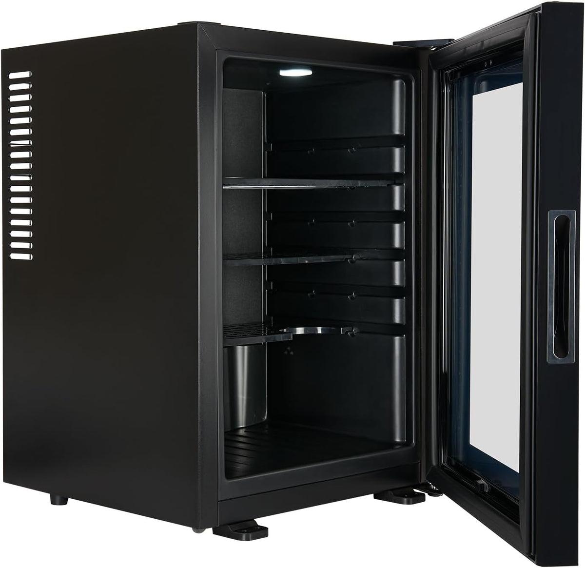Corby Eton 40L glazen minibar in zwart met zwarte binnenkant - EU-stekker