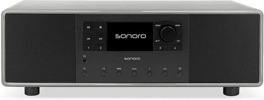 sonoro Primus Internetradio met Bluetooth (Spotify, Deezer, Podcasts, FM/UKW, DAB Plus, WLAN, AUX-in, houten behuizing) stereo-installatie Chalk Grey