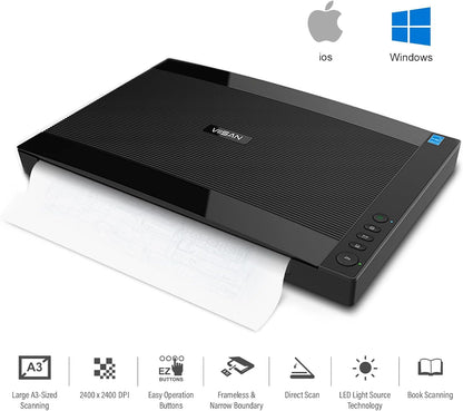Viisan VF 3240, flatbedscanner DIN-A3. Max. resolutie 2400x2400 DPI. Software voor beeldbewerking en tekstherkenning. High-speed scannen.