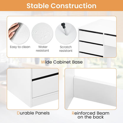 eSituro Makeup Table White with 5 Drawers Without Mirror, Desk, Computer Table with Storage Space, Vanity Dressing Table, Desk Table for Teenage Room and Bedroom, 120 x 55 cm - QUORE