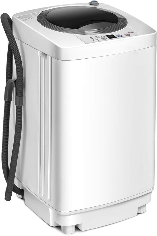 FANTASK Volautomatische wasmachine, 3,5 kg, miniwasmachine met centrifuge, 6 programma's, 240 W bovenlader, volautomatische wasmachine met pomp, voor appartement, camper en camping - QUORE