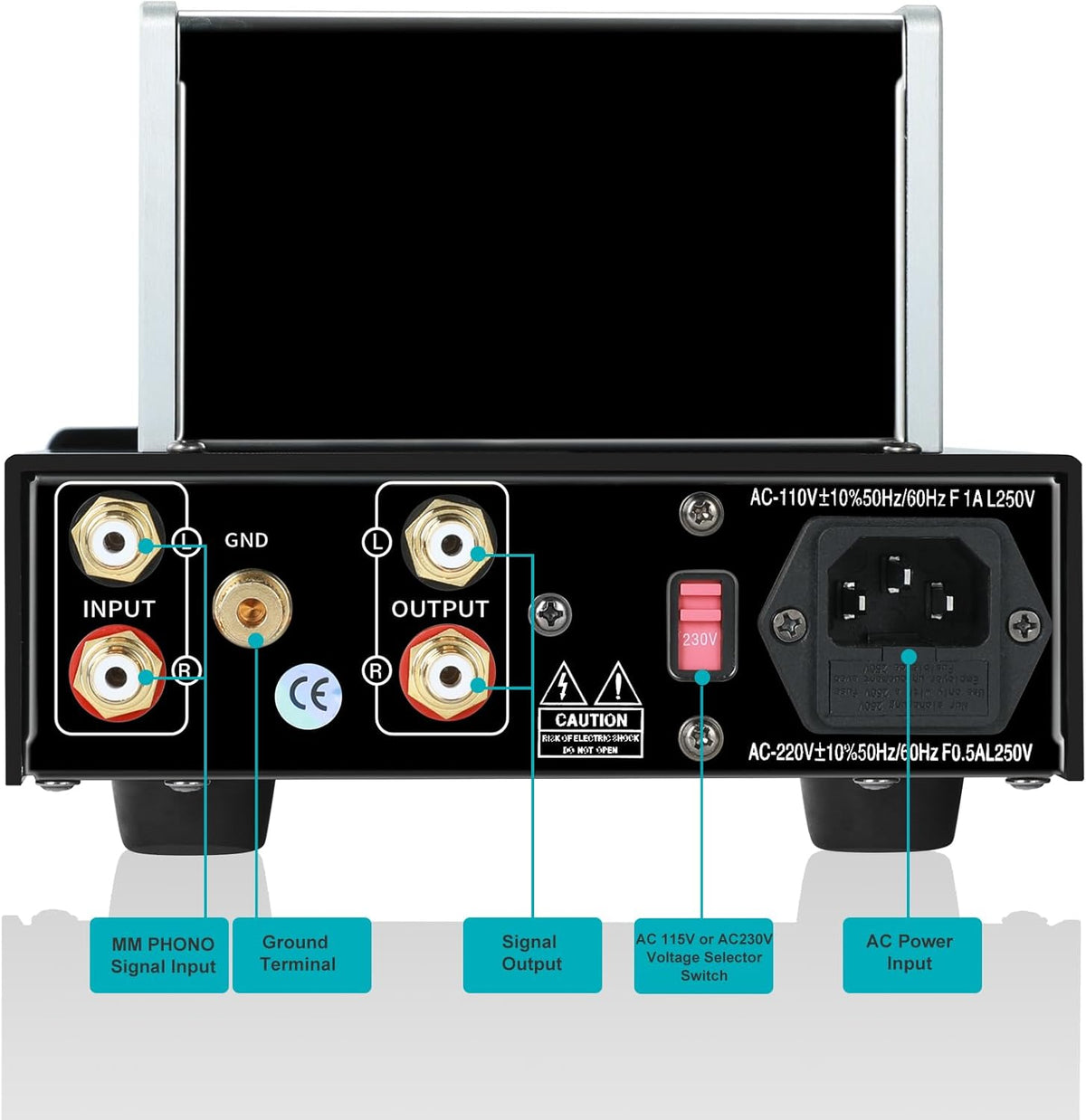 YAQIN MS-23B MM Phono buisversterker, platenspeler voorversterker met buisvoorversterker, compatibel met vinylplatenspelers (RIAA), met premium componenten voor superieure akoestische prestaties