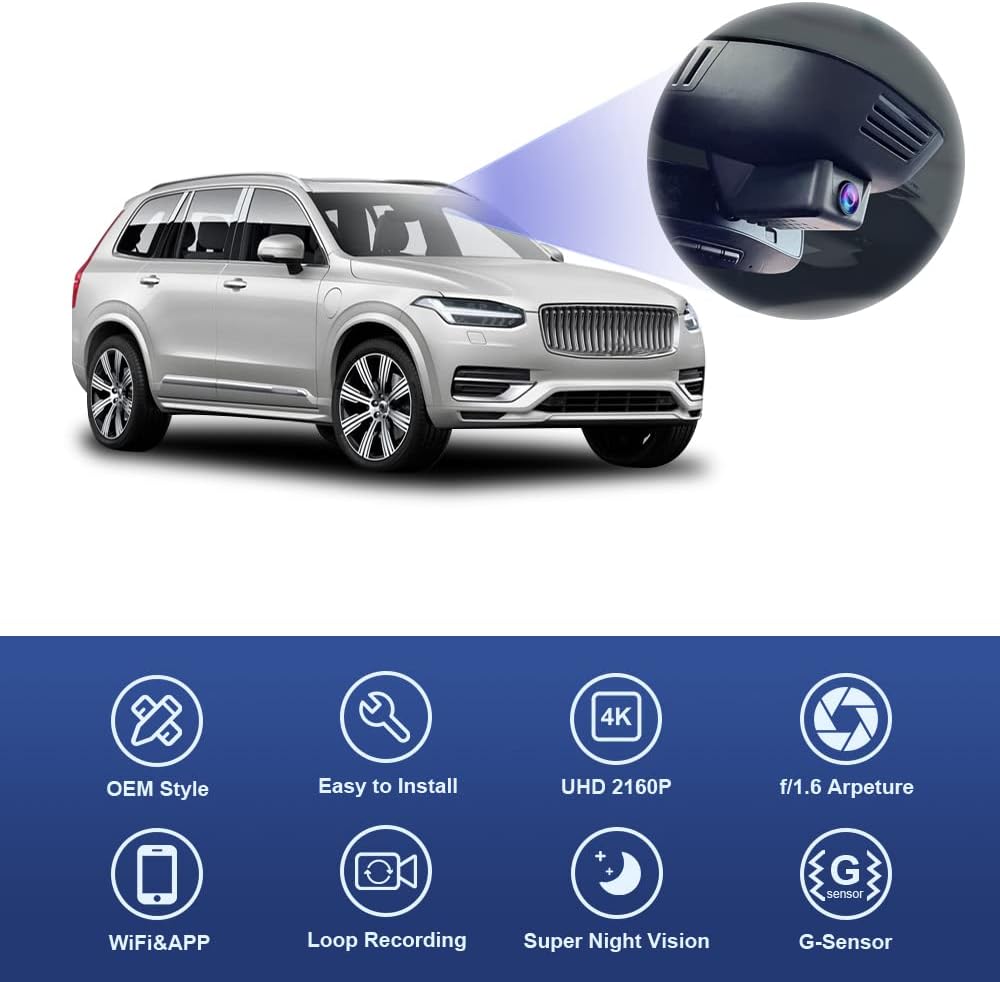 Dashcam – Autocamera – Dashboardcamera – Rijcamera – Spiegelmontage OEM-look – 4K 2160P Video met WiFi App en G-sensor