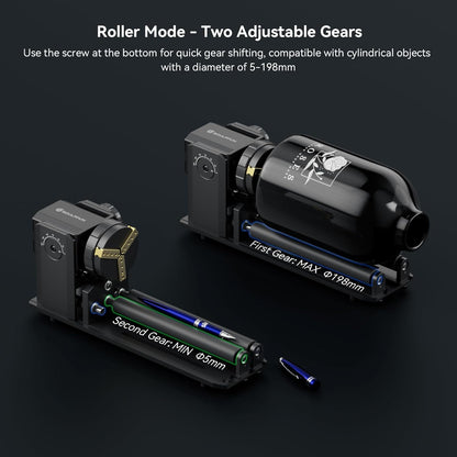 SCULPFUN RA Pro Max Rotary Roller, 4-in-1 roterende Chuck voor lasergraveermachine, Y-as rotatiemodule, met 180° instelbare hoek, voor het graveren van cilindrische, onregelmatige ronde objecten