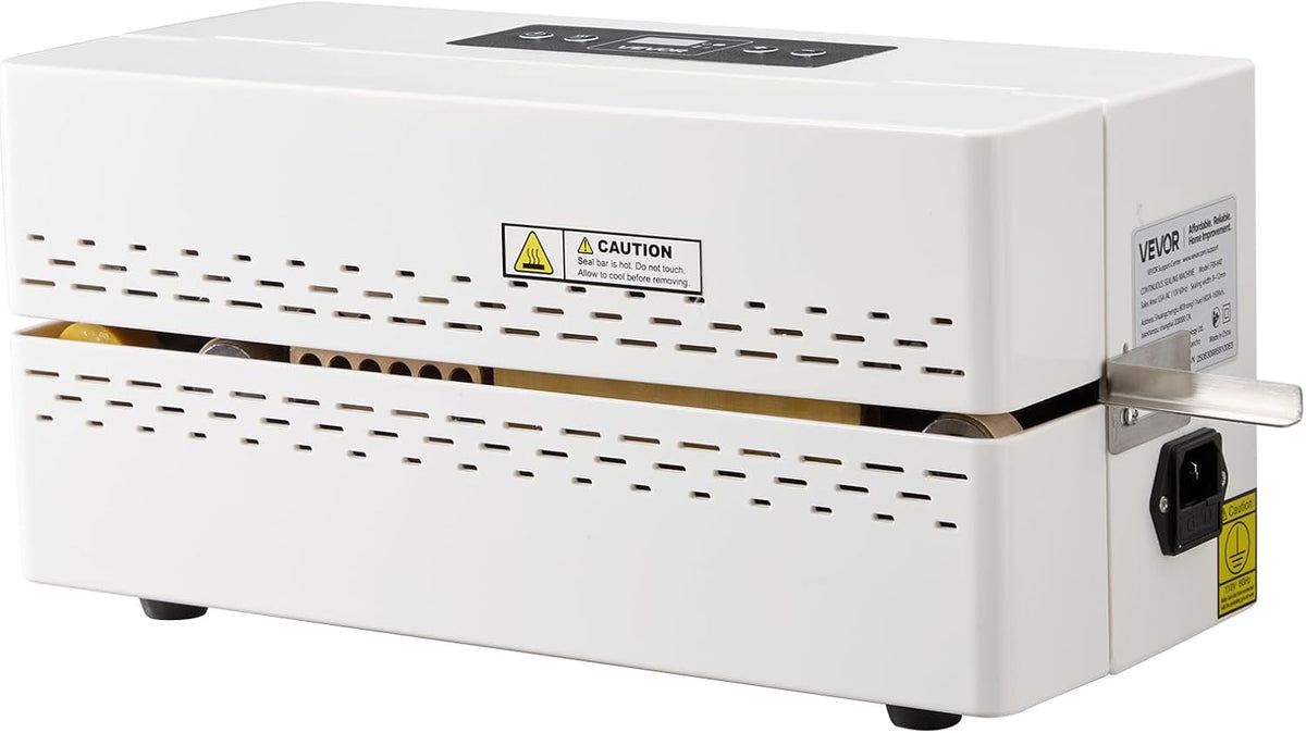 VEVOR Doorlopende sluitmachine, 0,8-1,2 cm afdichtingsbreedte, automatische doorlopende bandsealer met digitale temperatuurregeling, automatische uitschakeling, warmtesealmachine voor 0,0-0,0,008 cm