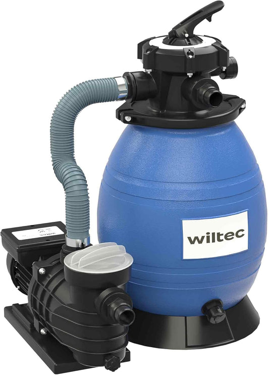 Wiltec zandfiltersysteem 370 W met 26 liter filtertank en zelfaanzuiging 13.200 l/h poolpomp