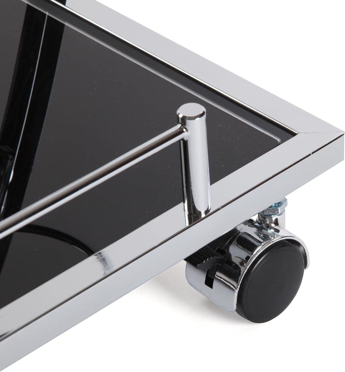 Versa Driana Serveerwagen Trolley voor de Keuken of Hotelkamer, Afmetingen (H x B x H) 73 x 46 x 66 cm, Glas en Metaal, Kleur Zwart