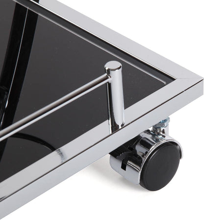 Versa Driana Serveerwagen Trolley voor de Keuken of Hotelkamer, Afmetingen (H x B x H) 73 x 46 x 66 cm, Glas en Metaal, Kleur Zwart