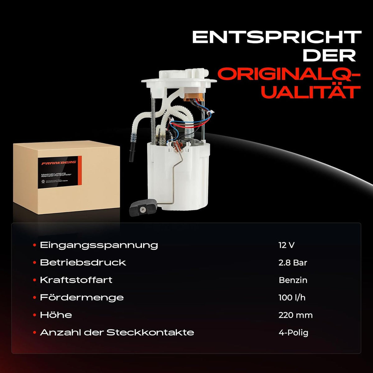 Frankberg 1x Brandstofpomp Benzinepomp Compatibel met Fortwo Coupe 451 1.0L Benzine 2007-2015 Fortwo Cabrio 451 1.0L Benzine 2007-2015