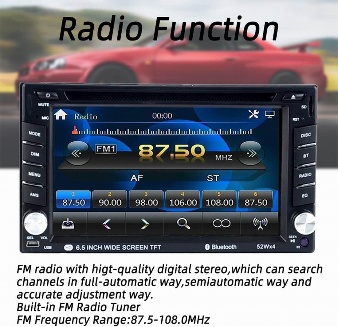 2 Din Autoradio Bluetooth 6.5 inch Touchscreen Afstandsbediening Stereo DVD/CD Speler radio cassettespeler met Mirror Link, FM/SD/USB/AUX