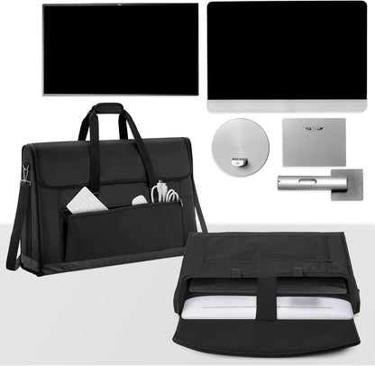 Trunab Monitor Draagtas 24-27 inch Gewatteerde reistas voor maximaal 2 LCD-schermen/tv's, niet compatibel met iMac of All-in-1 computer, met accessoirevak, schouderriem, zwart
