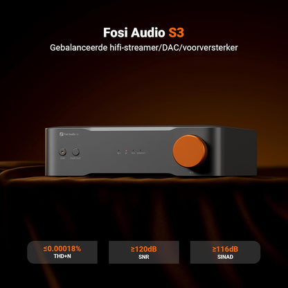 Fosi Audio S3 HiFi-muziekstreamer Digitaal-voorversterker, AK4493SEQ DAC Wi-Fi 6 Bluetooth 5.3, met XLR gebalanceerd/optisch/sub-uitgang/HDMI eARC, AirPlay 2 Spotify Connect Tidal, 5-bands EQ